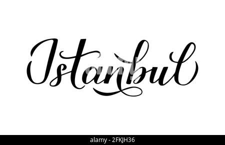 Istanbuler Kalligraphie-Handschriftzug isoliert auf Weiß. Einfach zu bearbeiten Vektor-Vorlage für Logo-Design, Reisebüros, Souvenir-Produkte, Typografie po Stock Vektor