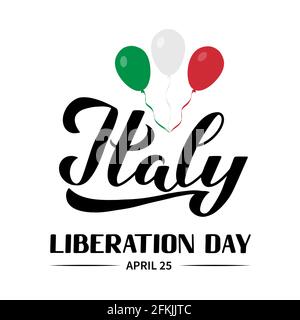 Italy Liberation Day Handschriftzug isoliert auf weiß. Italienische Feiertage feiern am 25. April. Vektorvorlage für Typografie Poster, Banner, Aufkleber, Stock Vektor