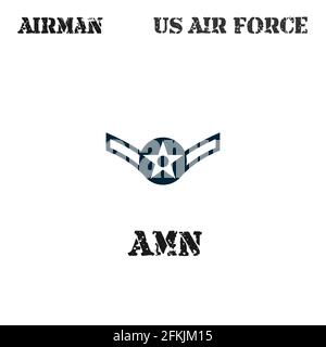 Realistisches Vektorabzeichen des Armbands des Chevron des Airman der US Air Force. Stock Vektor