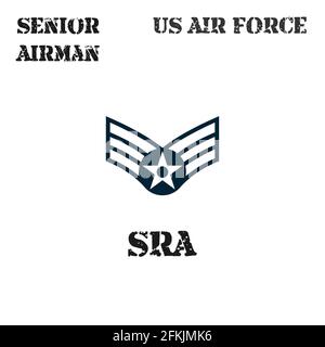 Realistisches Vektorabzeichen des Armbands des Chevron des Senior Airman der US Air Force. Stock Vektor