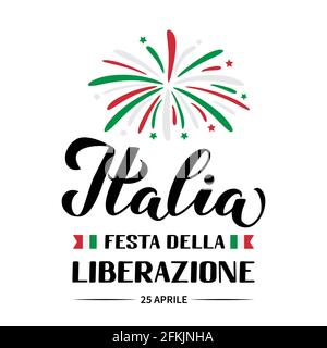 Italy Liberation Day Handschriftzug in italienischer Sprache isoliert auf weiß. Italienische Feiertage feiern am 25. April. Vektorvorlage für Typografie poste Stock Vektor