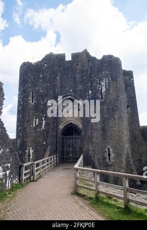 Caerphilly Castle Südwales Stockfoto