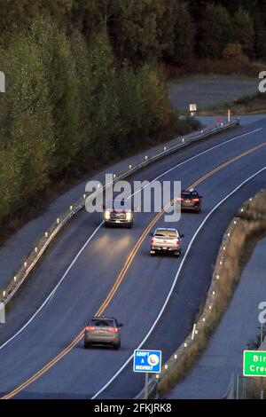 Seward Highway – Abendszene in der Nähe von Anchorage, Alaska, USA Stockfoto