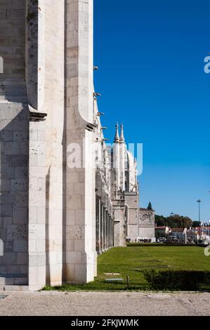 Detail des Klosters Jeronimos in Lissabon. Das Hotel liegt im Stadtteil Belém Stockfoto