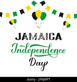 Jamaica Independence Day Typografie Poster. Jamaikanischer Feiertag wurde am 6. August gefeiert. Vektor-Vorlage für, Banner, Grußkarte, Flyer, etc. Stock Vektor