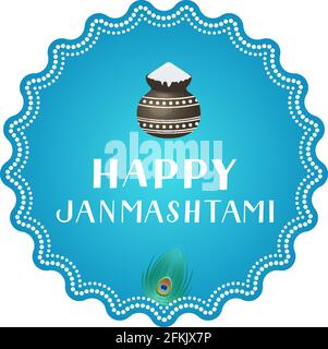 Happy Janmashtami Hand Lettering. Traditionelle hinduistische Festival Janmashtami Vektor-Illustration. Einfach zu bearbeitende Vorlage für Typografie Poster, Banner, Fly Stock Vektor