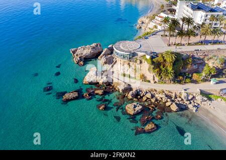 Balcon de Europa, Balkon Europas, Aussichtsplattform und Wahrzeichen der Küstenstadt Nerja, Andalusien, Costa del Sol, Spanien Stockfoto