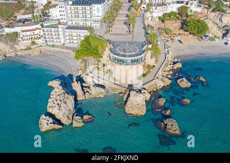 Balcon de Europa, Balkon Europas, Aussichtsplattform und Wahrzeichen der Küstenstadt Nerja, Andalusien, Costa del Sol, Spanien Stockfoto