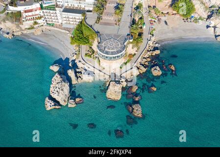 Balcon de Europa, Balkon Europas, Aussichtsplattform und Wahrzeichen der Küstenstadt Nerja, Andalusien, Costa del Sol, Spanien Stockfoto