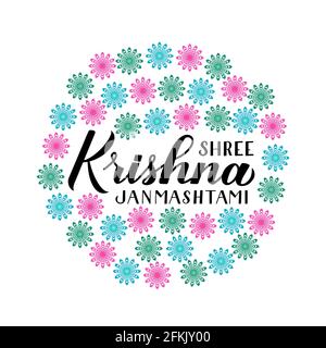 Shree Krishna Janmashtami Kalligraphie Handschriftzug. Traditionelle hinduistische Festival Janmashtami Vektor-Illustration. Vorlage für Typografie leicht zu bearbeiten Stock Vektor