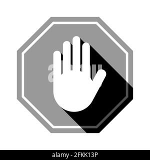 Stop Hand Block Achteck Zeichen oder Adblock oder nicht eingeben Symbol mit Schatten-Effekt. Vektorbild. Stock Vektor