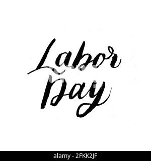 Happy Labor Day Grunge Pinsel Schriftzug isoliert auf weiß. Einfach zu bearbeiten Vektor-Vorlage für Typografie Poster, Logo-Design, Banner, Flyer, Gruß Auto Stock Vektor