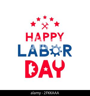 Happy Labor Day Kalligraphie Handschriftzug isoliert auf weiß. Einfache Vektorvorlage für Typografie-Poster, Banner, Logo-Design, Flyer, Grußansage zu bearbeiten Stock Vektor