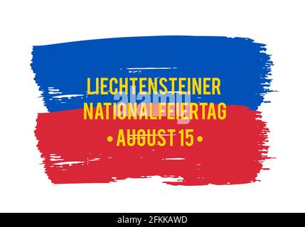Liechtensteiner Nationalfeiertag Schriftzug in deutscher Sprache. Liechtensteinische Typografie-Poster zum Unabhängigkeitstag. Vektor-Vorlage für Banner, Flyer, Aufkleber, Gruß Stock Vektor