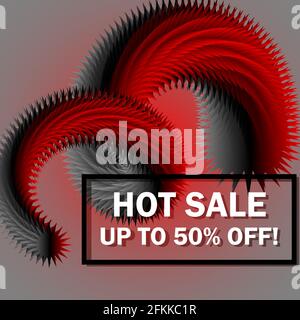 Heißer Verkauf Rabatt Vektor Banner Design Vorlage. Rahmen von rot-heißen 3d-Form Hintergrund mit Off-Sales-Text. Poster zum Verkauf von EPS 10-Rabatten. Stock Vektor