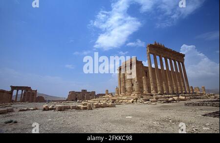 Cella des Tempels von Bel, bereits durch ISIL am 2015. August zerstört, Tempel des Baal, war eine alte Steinruine in Palmyra, Syrien Stockfoto