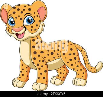 Cute Cheetah Tier Cartoon Vektor Illustration Stock Vektor