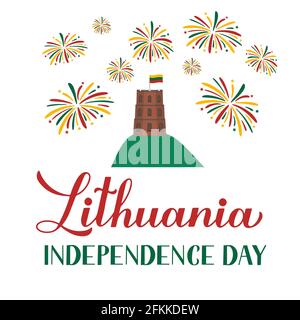 Lithuania Independence Day Kalligraphie Handschriftzug. Litauische Feiertage feiern am 11. März. Vektorvorlage für Typografie Poster Banner, Flyer, Stock Vektor