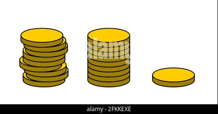 Symbolsatz für Goldmünze oder Kryptowährung-Token. Vektorbild. Stock Vektor