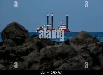 Edinburgh, Midlothian, Großbritannien. 2/5/2021 Yellowcraig Beach, East Lothian, Schottland Stockfoto