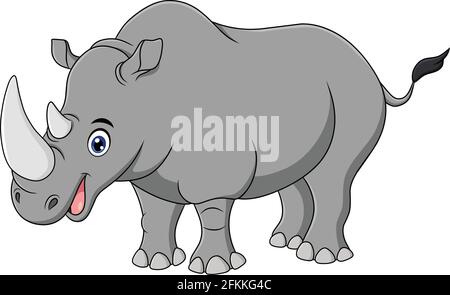 Niedliche Nashorn Tier Cartoon Vektor Illustration Stock Vektor