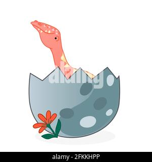 Niedliche Cartoon Dinosaurier gepunktete Ei. Vektor-Illustration mit Dino für Kinder T-Shirt-Design. Stock Vektor