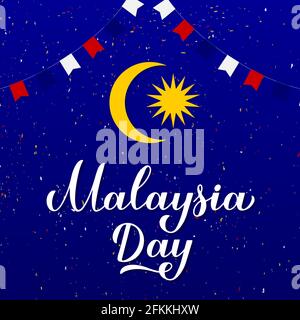 Banner zum Malaysia Day. Nationalfeiertag am 16. September. Vektor-Vorlage für Typografie Poster, Grußkarte, Flyer, etc. Stock Vektor