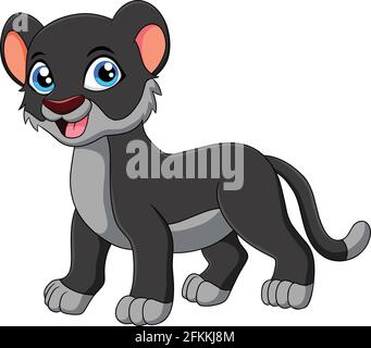 Cute Black Leopard Tier Cartoon Vektor Illustration Stock Vektor