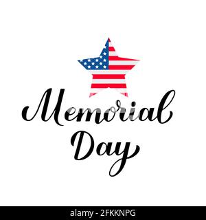 Happy Memorial Day Kalligraphie Schriftzug isoliert auf weiß. Amerikanisches patriotisches Typografie-Poster. Vektorvorlage für Logo-Design, Banner, Gruß ca. Stock Vektor