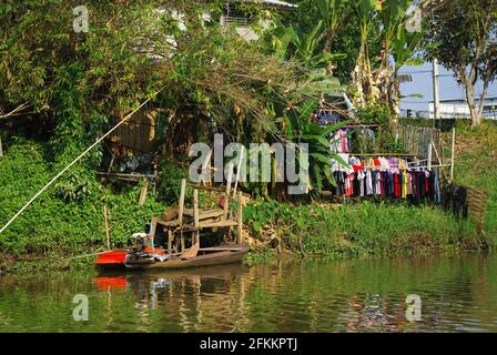 Pang River Häuser, Chiang Mai, Thailand, Asien Stockfoto