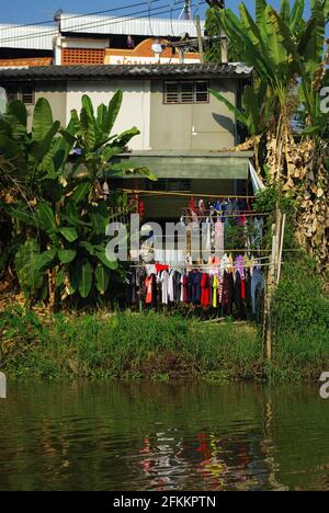 Pang River Häuser, Chiang Mai, Thailand, Asien Stockfoto