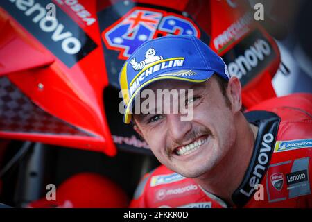 Jerez, Spanien. Mai 2021. Rennen für den MotoGP Grand Prix Red Bull of Spain auf der Rennstrecke in Jerez, Spanien 1. Mai 2021 in Bild: Australien Jack Miller Carreras del Gran Premio Red Bull de España de MotoGP en el Circuito de Jerez, España, 1 de Mayo de 2021 POOL/ MotoGP.com/Cordon die Pressebilder sind nur für den redaktionellen Gebrauch bestimmt. Obligatorischer Kredit: © motogp.com Kredit: CORDON PRESS/Alamy Live News Stockfoto