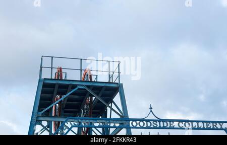 Erhaltenes Grubenkopfwickelwerk bei einer stillgelegten Kolonie in Shipley, Heanor, Derbyshire. Stockfoto