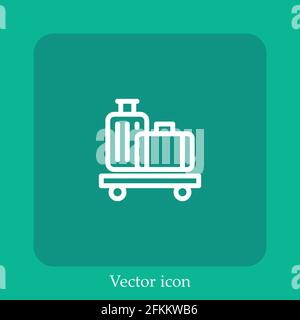 Gepäckwagen-Vektor-Symbol lineares Symbol.Linie mit bearbeitbarer Kontur Stock Vektor