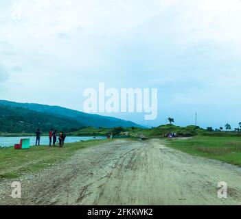 Landschaftsbild von Tanguar Haor Hügel. Beliebter touristischer Ort in Sunamganj, Sylhet, Bangladesch. Stockfoto