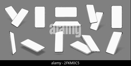 Smartphone, Schatten, Bildschirm, Präsentation, Tablet, 3d, Ansicht, realistisch, weiß, oben, 11, App, neu, Telefon, tragbar, Telefon, Hintergrund, Mobilfunk, Mock Stock Vektor