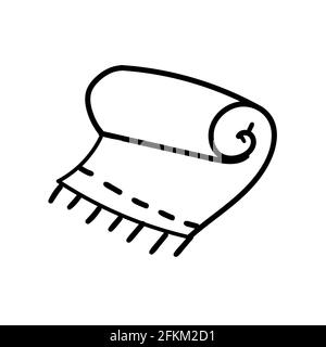 Strandtuch. Monochromer Kunstvektor für Doodle-Linien Stock Vektor