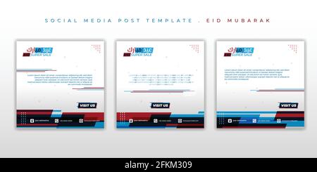 Set von Social Media Post-Vorlagen mit Glitch-Design. Eid Mubarak Hintergrunddesign. arabischer Text bedeutet Eid Mubarak. Gute Vorlage für ramadan oder eid Stock Vektor