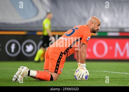 Manuel Jose Reina von S.S. Lazio in Aktion während des 2020-2021 italienischen Serie A Championship League-Spiels zwischen S.S. Lazio und AC Mailand im Stadio Olimpico.Endstand; S.S. Lazio 3:0 AC Mailand. Stockfoto