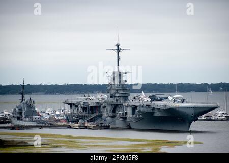 Die USS Yorktown, ein Museumsschiff am Cooper River in Charleston, South Carolina Stockfoto