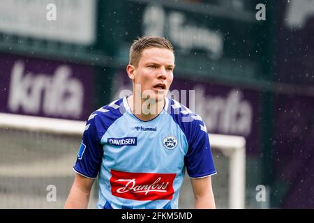 Haderslev, Dänemark. Mai 2021. Stefan Gartenmann (1) von Soenderjyske beim 3F Superliga-Spiel zwischen Soenderjyske und Odense Boldklub im Sydbank Park in Haderslev. (Foto: Gonzales Photo/Alamy Live News Stockfoto