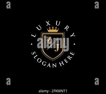 ZJ Letter Royal Luxury Logo Vorlage in Vektorgrafik für Restaurant, Royalty, Boutique, Cafe, Hotel, Heraldisch, Schmuck, Mode und andere Vektor illustrr Stock Vektor