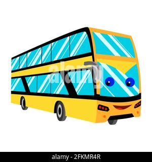 Cartoon gelben Doppeldecker-Bus mit Augen. vektor isoliert auf einem weißen Hintergrund Stock Vektor
