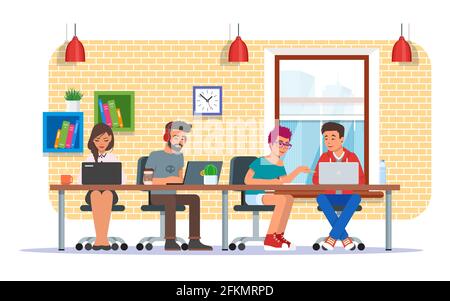 Coworking Center Vektor Illustration, flaches Design Stock Vektor