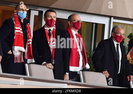 Oleg Petrov, Prinz Albert II. Von Monaco während des Fußballspiels L1 zwischen Monaco (ASM) und Lyon (OL) im Louis II Stadium in Monaco am 2. Mai 2021. Foto von Lionel Urman/ABACAPRESS.COM Stockfoto