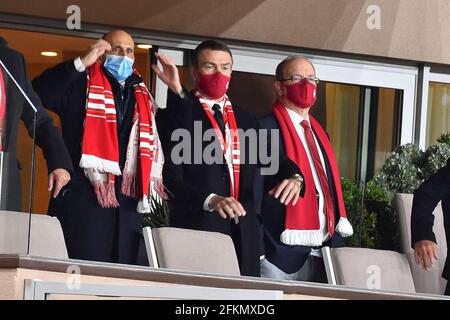 Oleg Petrov, Prinz Albert II. Von Monaco während des Fußballspiels L1 zwischen Monaco (ASM) und Lyon (OL) im Louis II Stadium in Monaco am 2. Mai 2021. Foto von Lionel Urman/ABACAPRESS.COM Stockfoto