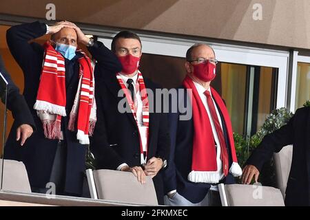 Oleg Petrov, Prinz Albert II. Von Monaco während des Fußballspiels L1 zwischen Monaco (ASM) und Lyon (OL) im Louis II Stadium in Monaco am 2. Mai 2021. Foto von Lionel Urman/ABACAPRESS.COM Stockfoto