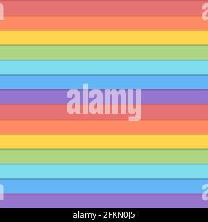 Nahtloses geometrisches Muster auf regenbogenfarbenem Hintergrund. Flacher Cartoon-Stil. Vektorgrafik Stockfoto