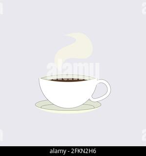 Tasse schwarzen Kaffee isoliert, Emblem für Café. Kaffee aus der Tasse, Espresso-Koffein, starke Logo Illustration Stock Vektor