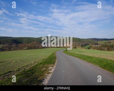 Unbefestigte Straße im Thüringer Wald Stockfoto